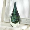 Accent Plus Peacock Art Glass Teardrop Sculpture