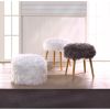 Accent Plus Faux Fur Stool with Wood Legs - Gray