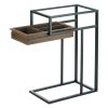 Accent Plus Glass-Top Industrial Side Table with Pull-Out Drawer