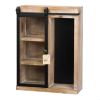 Accent Plus Rustic Open Wall Cabinet with Chalkboard Back and Glass Barn Door