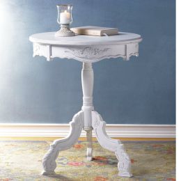 Accent Plus Romantic Three-Legged Carved Pedestal Table