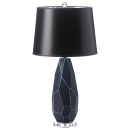 Nikki Chu Dark Blue Gem Table Lamp with Black Paper Shade