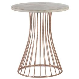 Nikki Chu Rose Gold Accent Table with Whitewash Top