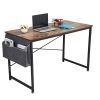 Home & Office Writing Desk with Storage Bag, Space-Saving Computer Table, Classic Retro Wood Grain XH