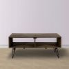 Betsy 42 Inch Reclaimed Wood Rectangle Farmhouse Coffee Table With Storage; Iron Legs; Natural Brown