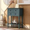 TREXM Narrow Console Table; Slim Sofa Table with Three Storage Drawers and Bottom Shelf for Living Room; Easy Assembly (Navy)