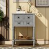 TREXM Narrow Console Table; Slim Sofa Table with Three Storage Drawers and Bottom Shelf for Living Room; Easy Assembly (Gray Wash)