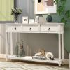 Console Table Sofa Table with Drawers for Entryway with Projecting Drawers and Long Shelf (Antique White)