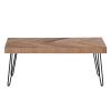 ON-TREND Modern Coffee Table, Easy Assembly Tea Table Cocktail Table for Living Room w/Chevron Pattern & Metal Hairpin Legs,Thick, Old Elm Wood Finish