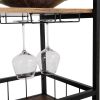 3-Tier Industrial Bar Serving Cart, Mobile Kitchen Storage Cart with Casters and Removable Tray, Wood Metal Serving Trolley for Home Dining Room, Brow