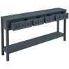 TREXM Rustic Entryway Console Table; 60&quot; Long Sofa Table with two Different Size Drawers and Bottom Shelf for Storage (Navy)