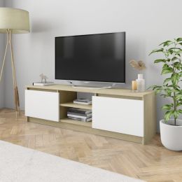 vidaXL TV Cabinet White and Sonoma Oak 47.2"x11.8"x14" Engineered Wood