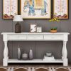 TREXM Console Table 64&quot; Long Sofa Table Easy Assembly with Drawers and Shelf for Entryway; Hallway; Living Room (Antique White)