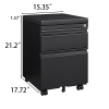 Mobile File Cabinet 2-Drawer Pedestal with Lock for Storage Use for Home Office and Business Enterprise; Legal/Letter Size Black; With 5 Wheels; with