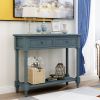 TREXM Daisy Series Console Table Traditional Design with Two Drawers and Bottom Shelf (Navy)