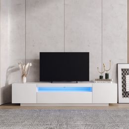 TV Cabinet Wholesale; White TV Stand with Lights; Modern LED TV Cabinet with Storage Drawers; Living Room Entertainment Center Media Console Table