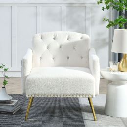 [Video]Welike 30 "W Modern Chesterfield Tufted Upholstered Chair with Deep Buttons; Living Room Chair; Comfortable Armchair; Gold Hardware Legs; Tufte