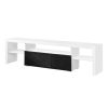 Buck II TV Stand in White &amp; Black High Gloss Finish LV00998