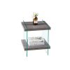 17.72" Sleek and Sturdy Tempered Glass Leg Side Table with Dual MDF Shelves; Modern nightstand end table for living roon; bedroom; transparent/brown