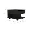 Luanda Lift Top Coffee Table; Casters; One Shelf -Black