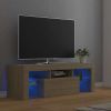 vidaXL TV Cabinet with LED Lights Sonoma Oak 47.2"x13.8"x15.7"