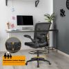 Height Adjustable Drafting Chair with Lumbar Support and Flip Up Arms