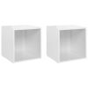 vidaXL TV Cabinets 2 pcs High Gloss White 14.6"x13.8"x14.6" Engineered Wood