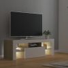 TV Cabinet with LED Lights White and Sonoma Oak 47.2"x13.8"x15.7"