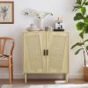 Kitchen storage cabinets with rattan decorative doors; buffets; wine cabinets; dining rooms; hallways; cabinet console tables; (Natural; 31.5''LX 15.8