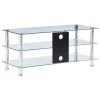 vidaXL TV Stand Transparent 35.4"x15.7"x15.7" Tempered Glass