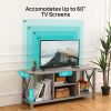 TV Stand for TV up to 65 inches; 55"" Industrial Wood and Metal TV Console Table with Open Storage Shelves; Modern TV Cabinet Entertainment Center for