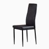 Black modern minimalist dining chair fireproof leather sprayed metal pipe diamond grid pattern restaurant home conference chair set of 4