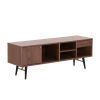 Mid-Century Modern Low Profile Media Console TV Stand; Walnut