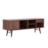 Mid-Century Modern Low Profile Media Console TV Stand; Walnut