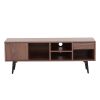 Mid-Century Modern Low Profile Media Console TV Stand; Walnut