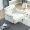 [Video]Welike 30 "W Modern Chesterfield Tufted Upholstered Chair with Deep Buttons; Living Room Chair; Comfortable Armchair; Gold Hardware Legs; Tufte