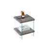 17.72" Sleek and Sturdy Tempered Glass Leg Side Table with Dual MDF Shelves; Modern nightstand end table for living roon; bedroom; transparent/brown