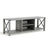 TV Stand for TV up to 65 inches; 55"" Industrial Wood and Metal TV Console Table with Open Storage Shelves; Modern TV Cabinet Entertainment Center for