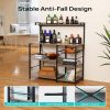 Baker's Rack with Power Outlet; 6-Tier Kitchen Storage Rack; Coffee Bar with Storage Basket; Microwave Oven Stand with 6 S-Hooks; Table Organizer with