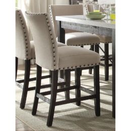 Nolan Counter Height Chair (Set-2) in Linen &amp; Salvage Dark Oak 72857