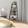 Corner Shelf; 5 Tier Corner Shelf Tall Rustic Multipurpose Bookshelf with 1.96'' Wide Frame; Industrial Ladder Shelf and Plant Stand with Support Foot