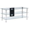 vidaXL TV Stand Transparent 35.4"x15.7"x15.7" Tempered Glass