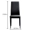 Black modern minimalist dining chair fireproof leather sprayed metal pipe diamond grid pattern restaurant home conference chair set of 4