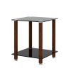 1-Piece Black + Walnut Side Table ; 2-Tier Space End Table ; Modern Night Stand; Sofa table; Side Table with Storage Shelve