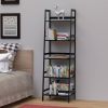 WTZ Bookshelf; Ladder Shelf; 5 Tier Bamboo Bookcase; Modern Open Book Case for Bedroom; Living Room; Office; BC-238 Black