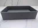 Square Concrete Vessel Bathroom Sink in Grey