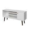 TV Stand Use in Living Room Furniture with 1 storage and 2 shelves Cabinet; high quality particle board; White