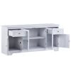 TV Stand for TV up to 65in with 4 Doors Adjustable Panels Open Style Cabinet; Sideboard for Living room; White