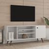 TV Stand Use in Living Room Furniture with 1 storage and 2 shelves Cabinet; high quality particle board; White