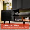 Modern TV Stand for 55 60 inch TV; Entertainment Center TV Console with Storage Cabinets &amp; Open Shelf; Media Console for Living Room; Black